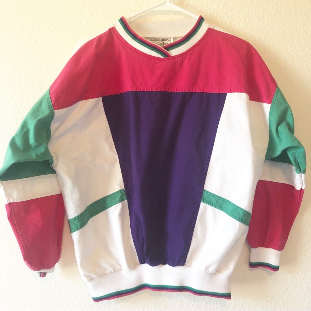 Vintage Retro 80’s 90’s Pullover Color Block Top